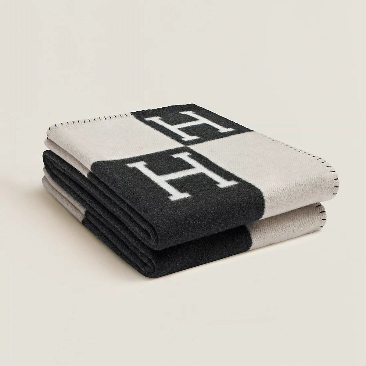 Wool Cashmere Blanket Check Pattern Luxury Soft Throw - Image 1
