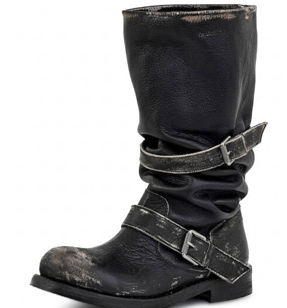 Dames motorlaarzen retro biker met gespen