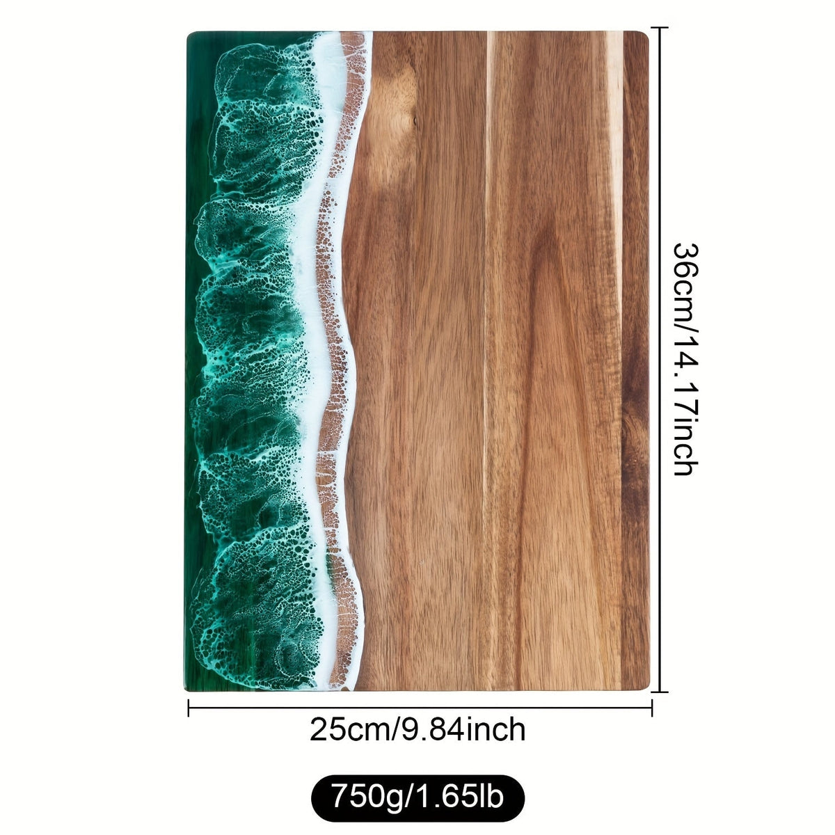 Acacia Wood Resin Chopping Board With Ocean Inlay Charcuterie And Cheese Serving Board - Image 5
