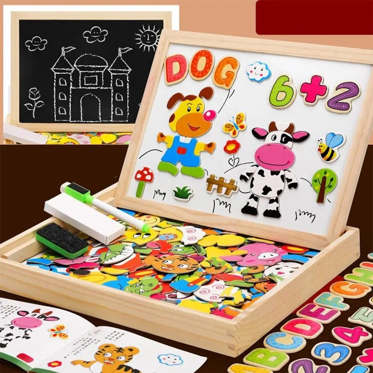 Artiblox 2-in-1 Montessori Drawing Board With Magnetic And Chalkboard Surfaces For Kids - Image 6