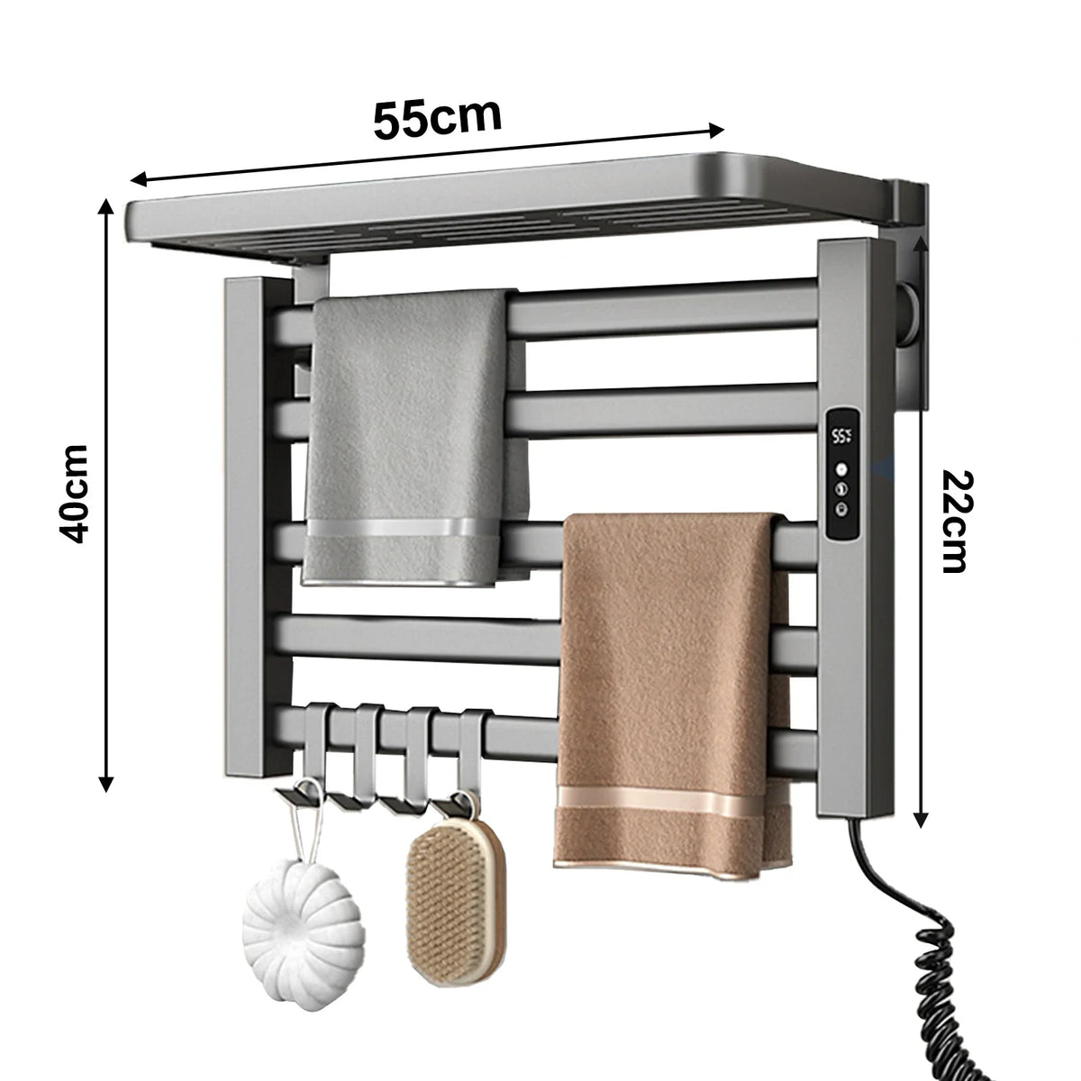 Bathroom Electric Towel Rack With Digital Display Temperature Time Control And Warmer Rail - Image 4
