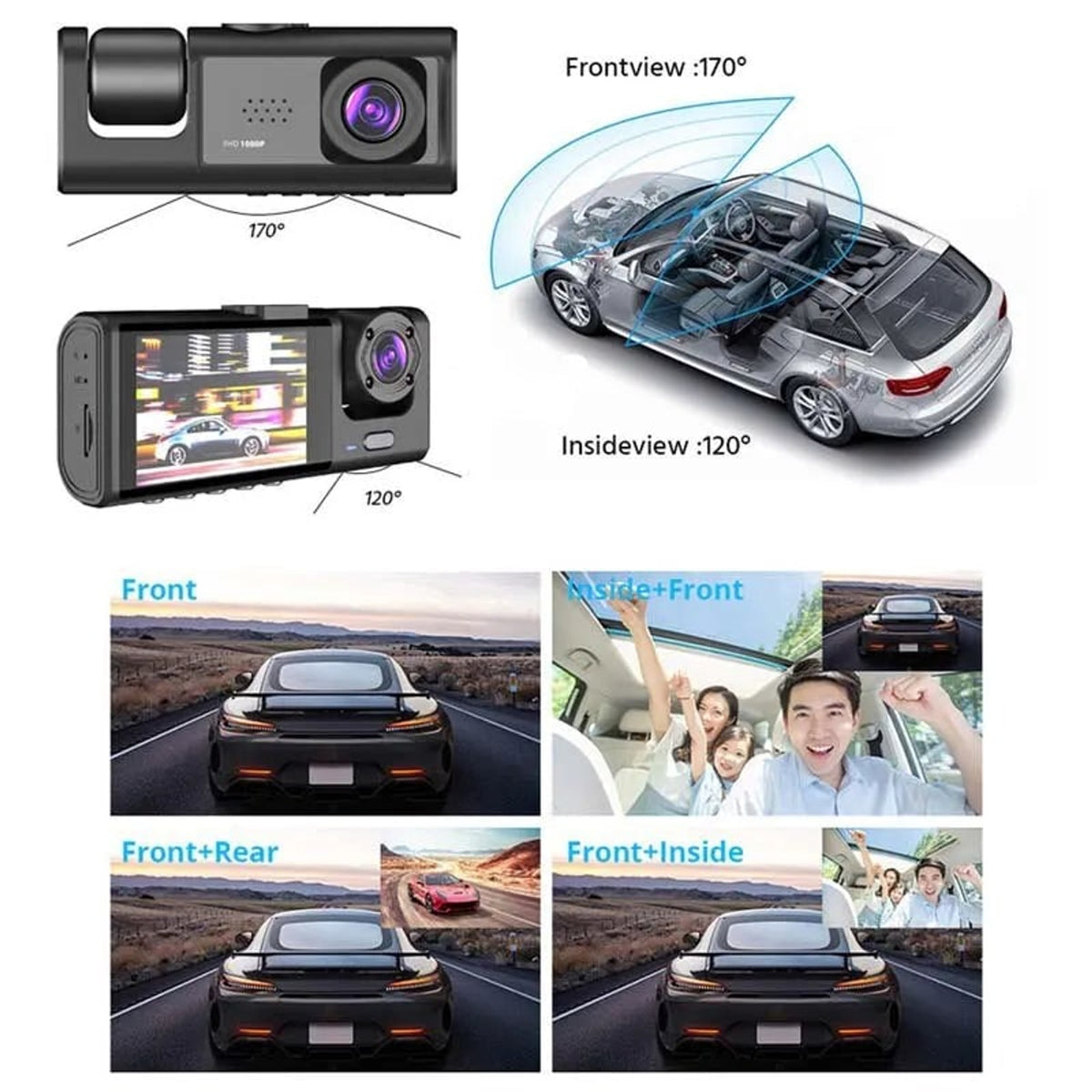 Car Dash Cam Auto Suction Cup Mount Dual Lens Night Vision Plastic Compact - Image 5