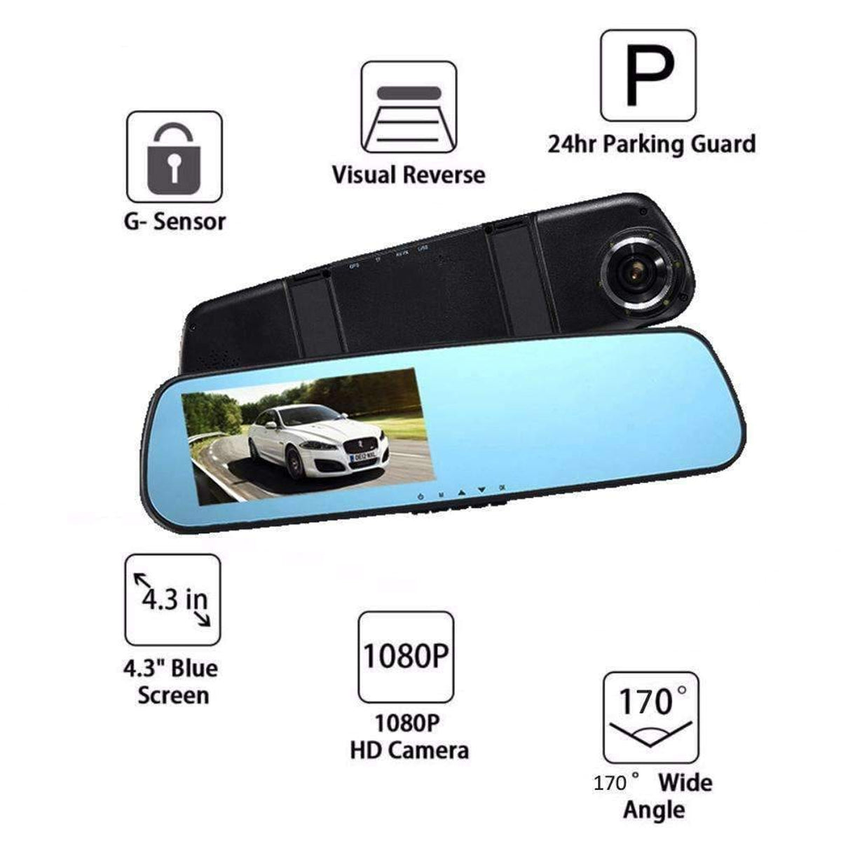 Car Dash Cam Mirror Front And Rear Cameras Backup Auto Dimming Display - Image 4