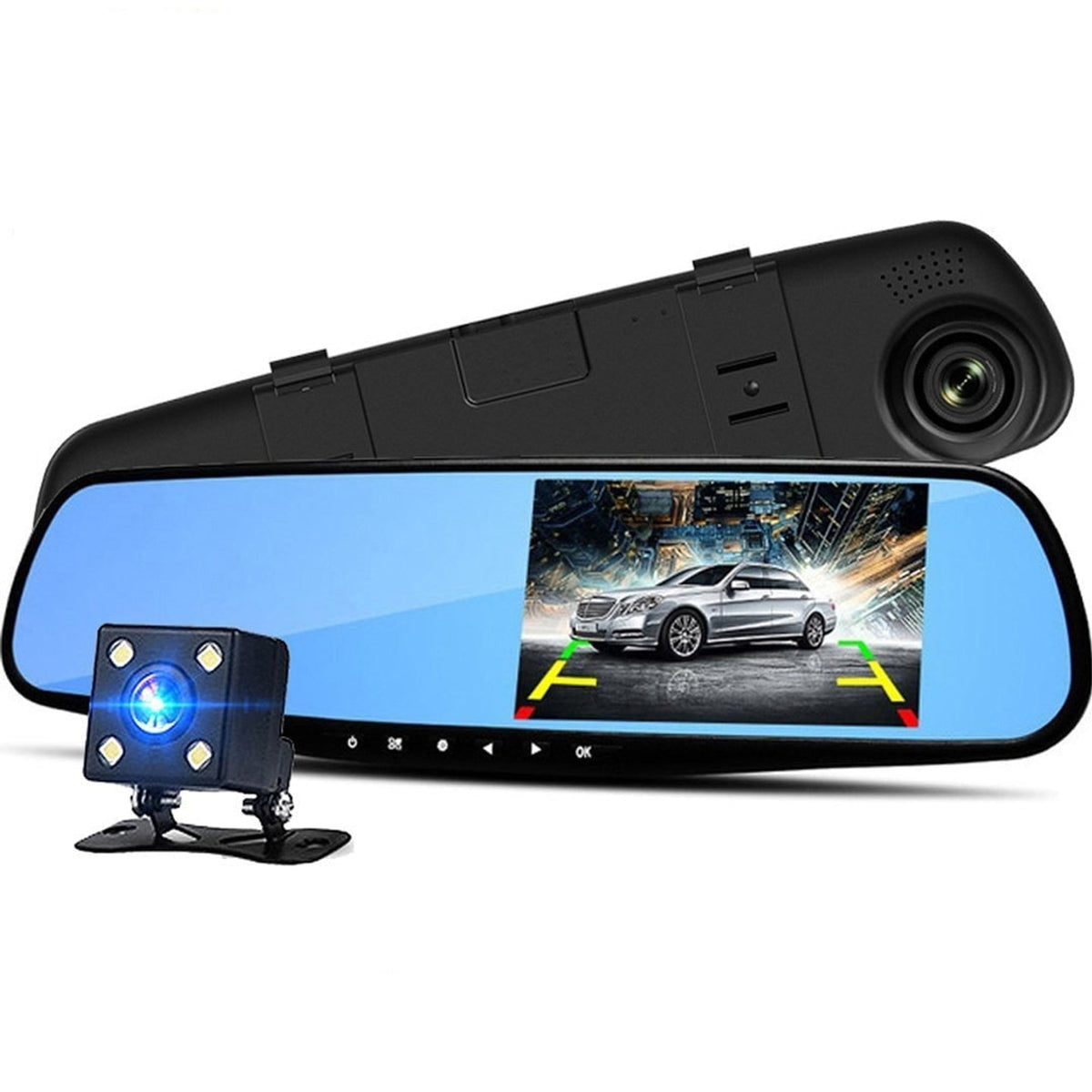 Car Dash Cam Mirror Front And Rear Cameras Backup Auto Dimming Display - Image 1