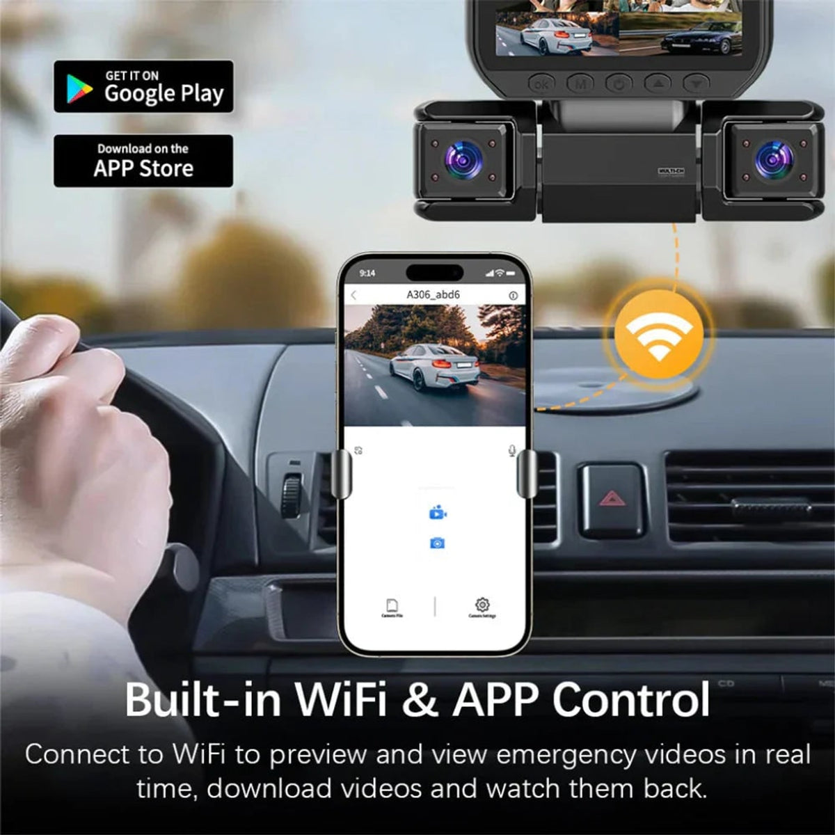 Car Dash Cam Multi-Camera Display Screen With WIFI FHD 1080p Night Vision G-Sensor Loop Recording - Image 5