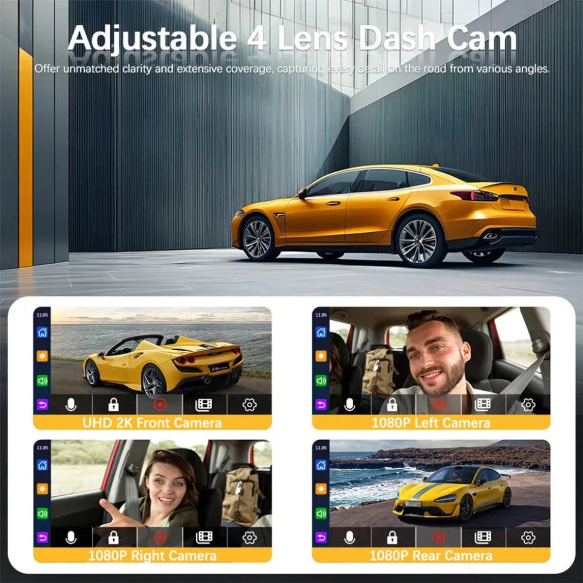 Car Dash Cam Multi-Camera Display Screen With WIFI FHD 1080p Night Vision G-Sensor Loop Recording - Image 7