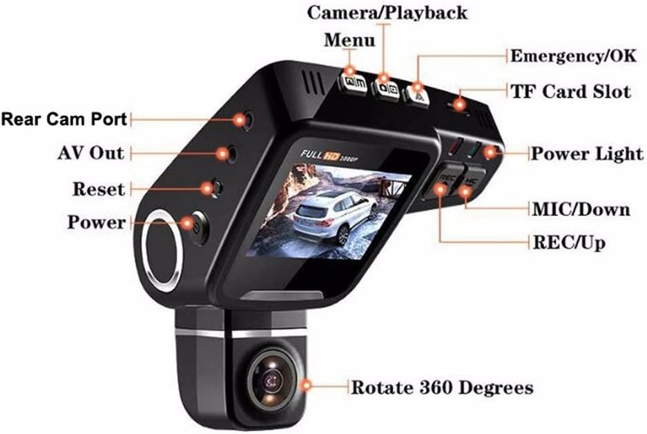 Car Dash Cam System With Front And Rear Cameras Lcd Screen And Night Vision - Image 2