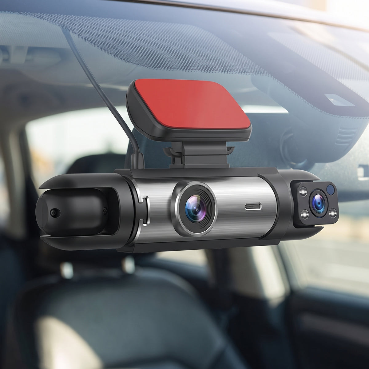 Car Dashboard Camera Dash Cam Dual Lens Front And Interior Recording With Display - Image 3