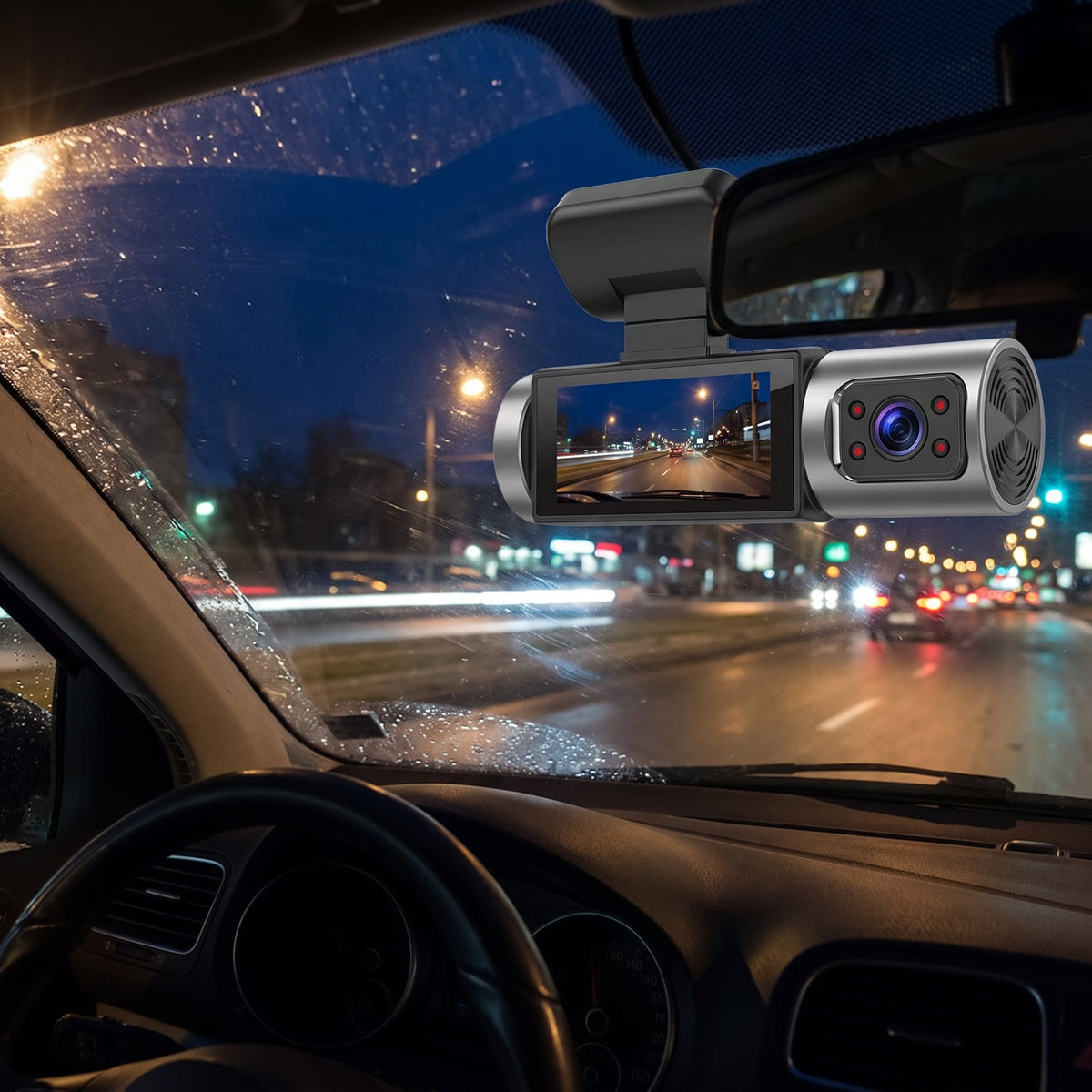 Car Dashboard Camera Dash Cam Dual Lens Front And Interior Recording With Display - Image 5