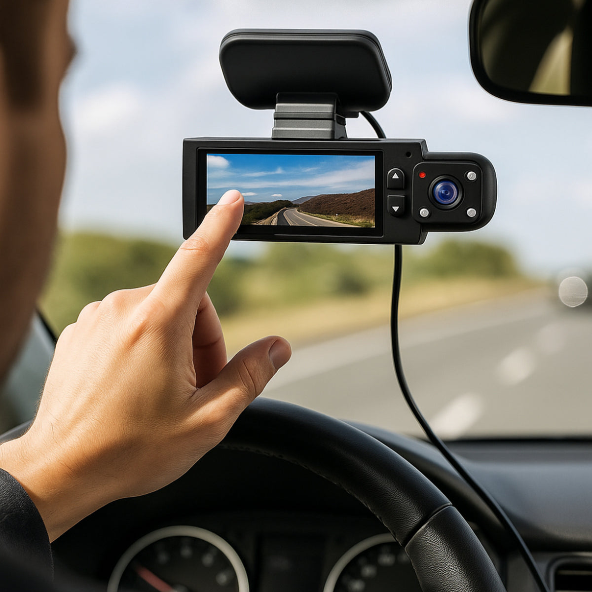 Car Dashboard Camera Dash Cam Dual Lens Front And Interior Recording With Display Screen - Image 1