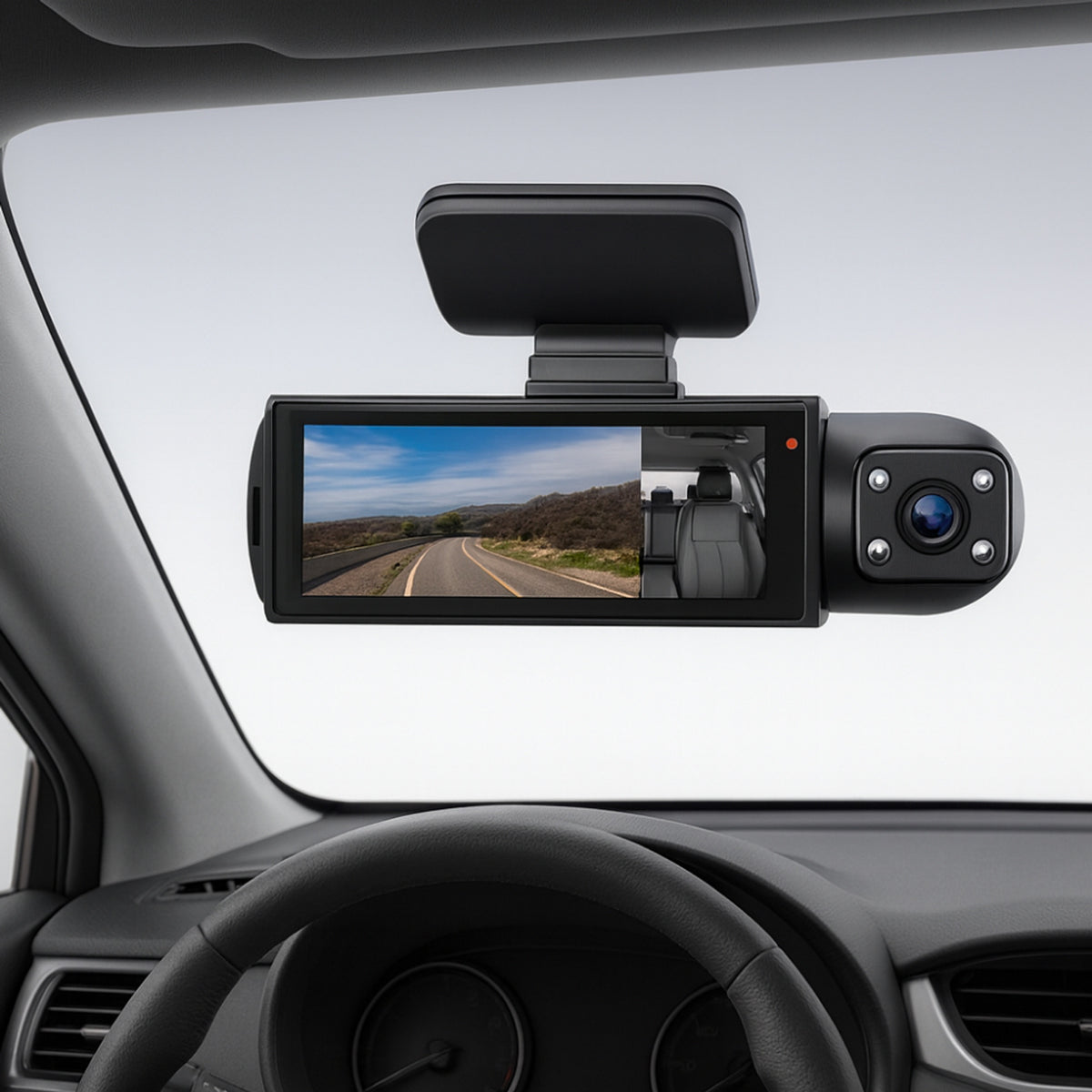 Car Dashboard Camera Dash Cam Dual Lens Front And Interior Recording With Display Screen - Image 2