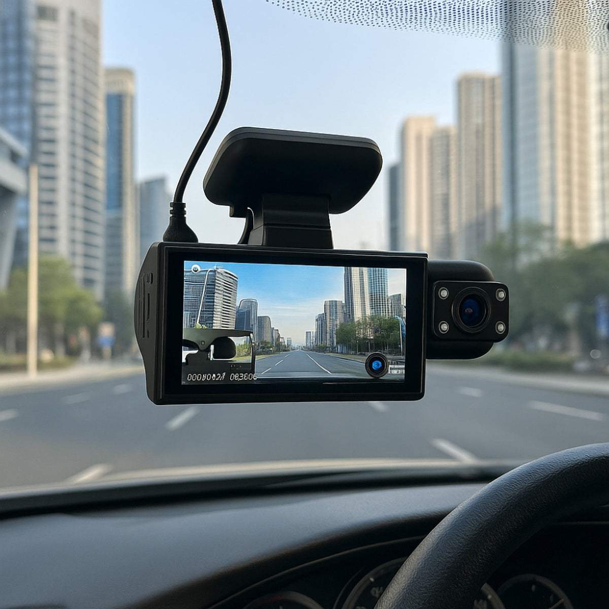 Car Dashboard Camera Dash Cam Dual Lens Front And Interior Recording With Display Screen - Image 5