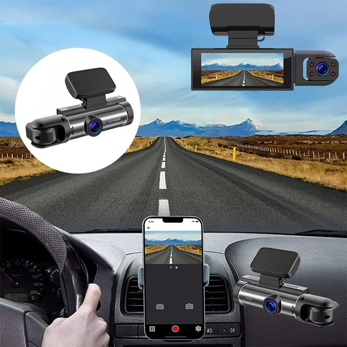 Car Dashboard Camera Dash Cam Dual Lens Front And Interior Recording With Display - Image 10