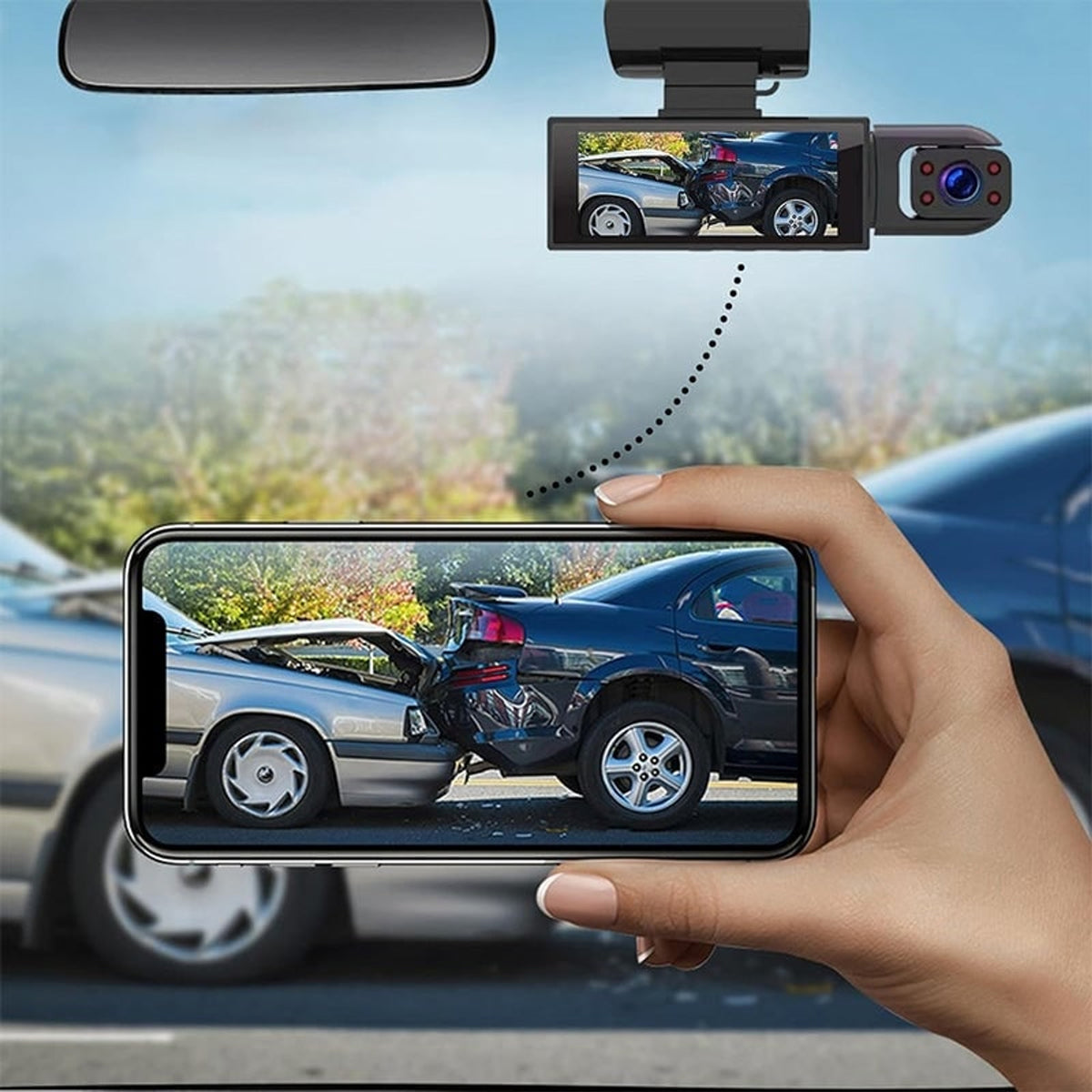 Car Dashboard Camera Dash Cam Dual Lens Front And Interior Recording With Display - Image 7