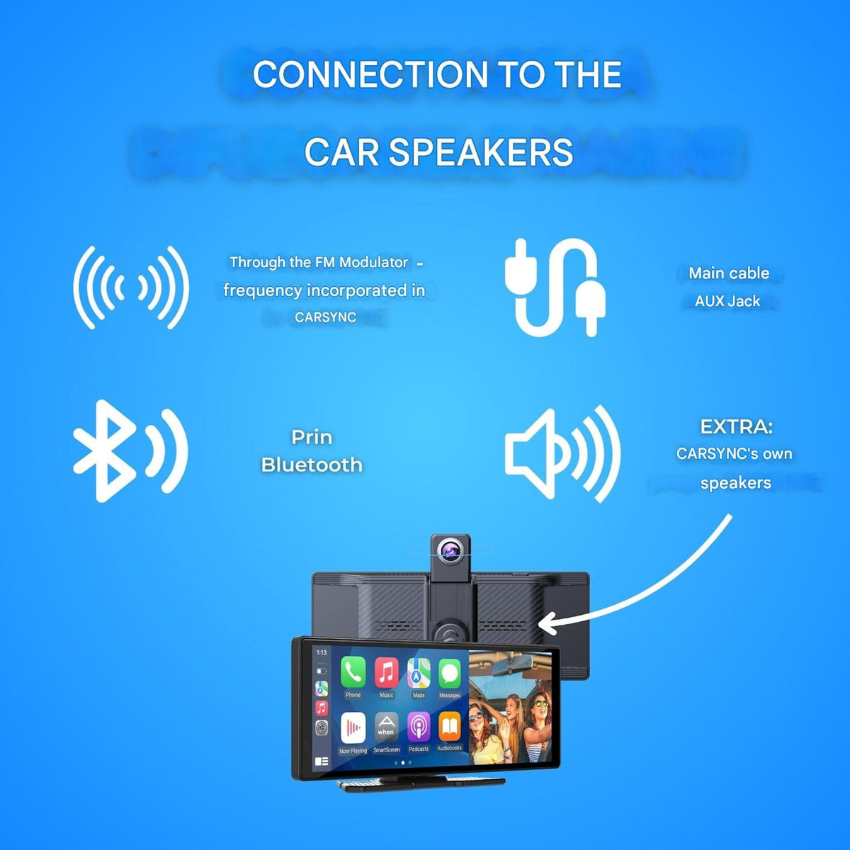 Car Display Screen Apple Carplay Android Auto Portable With Built-In Dashcam - Image 5