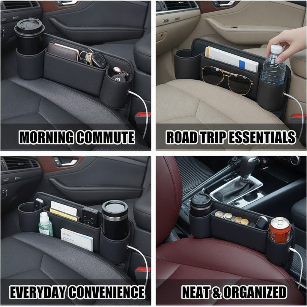 Car Seat Gap Organizer – Console Side Storage Box met Bekerhouder benefits