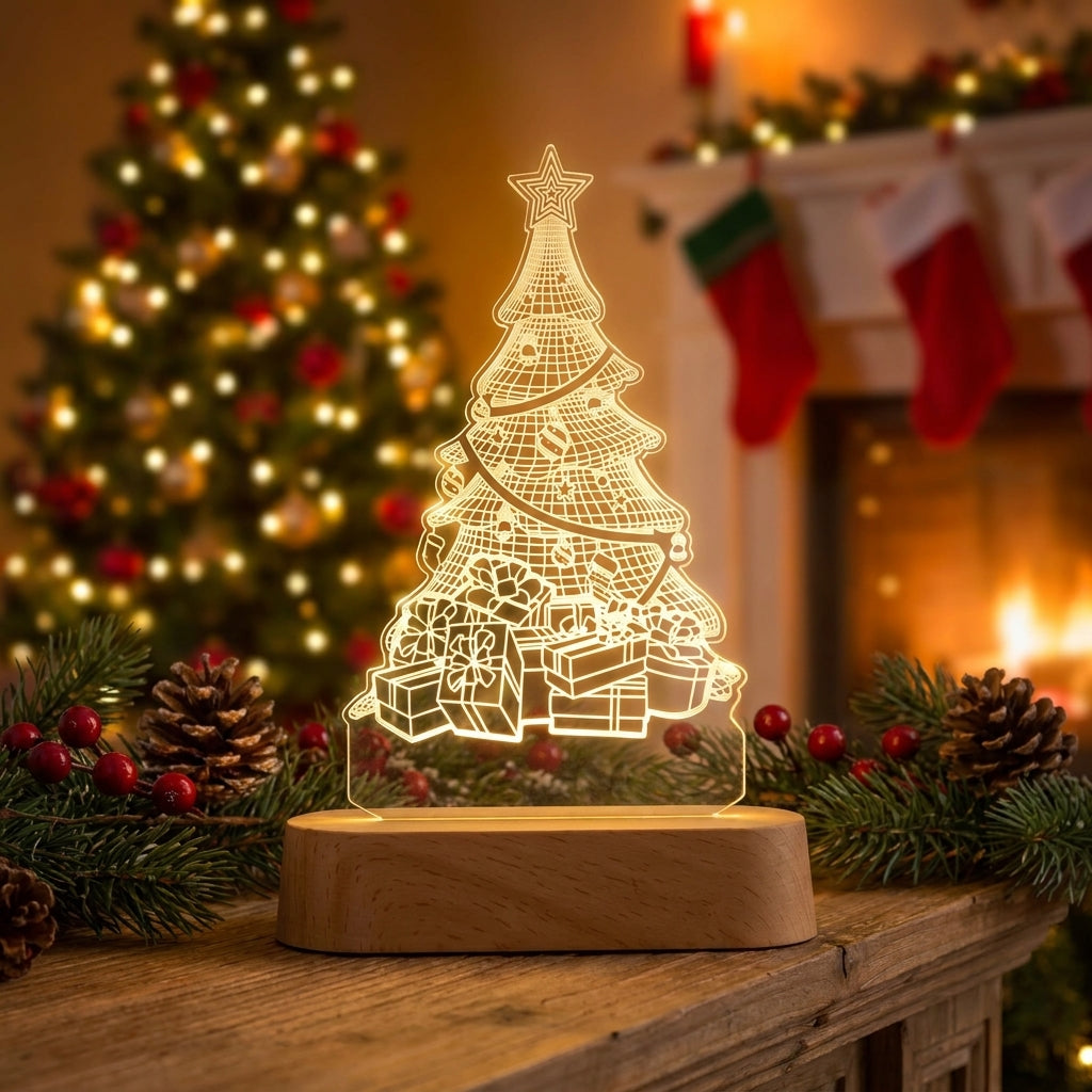 Christmas Decorations LED Night Light Acrylic Lamp 3D Design - Image 1
