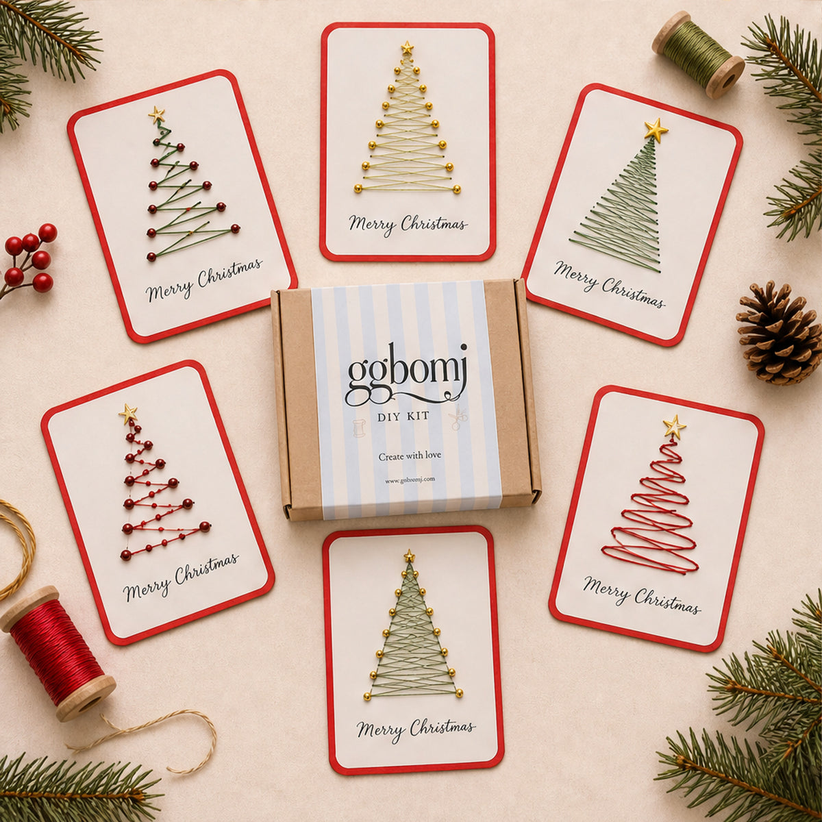 Christmas Embroidery Card Kit Beginner-Friendly Diy Stitching Kit With 6 Pre-Punched Holiday Designs - Image 6