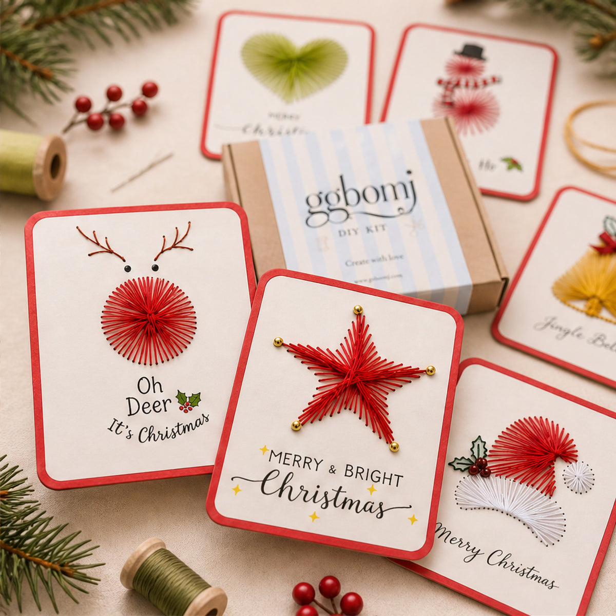Christmas Embroidery Card Kit Beginner-Friendly Diy Stitching Kit With 6 Pre-Punched Holiday Designs - Image 5