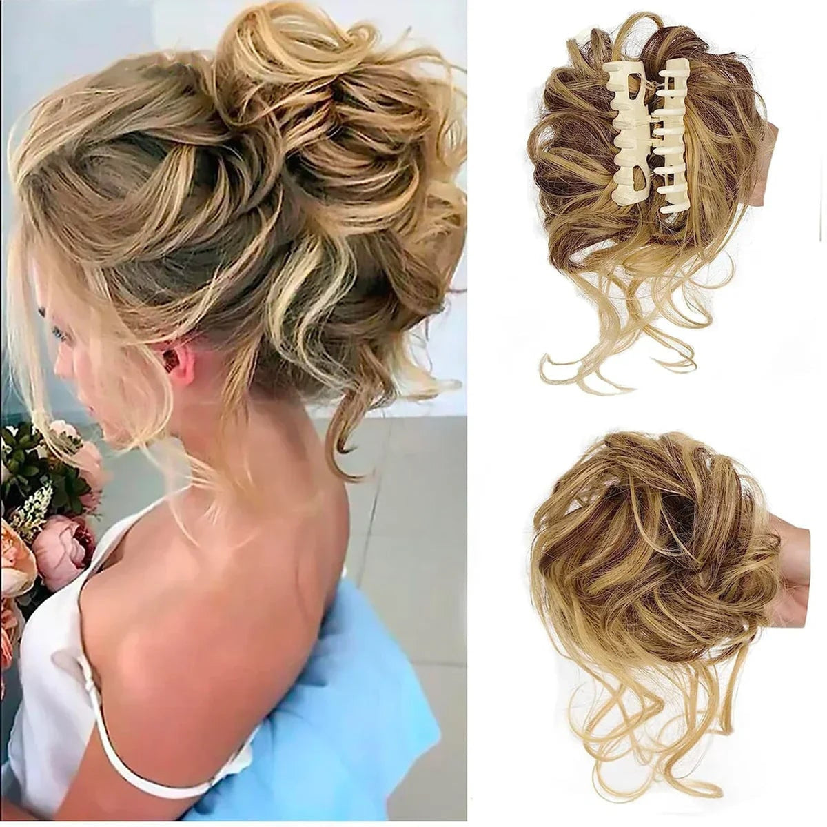 Clip In Hair Bun For Natural Curly Volume With Secure Clip Attachment - Image 1