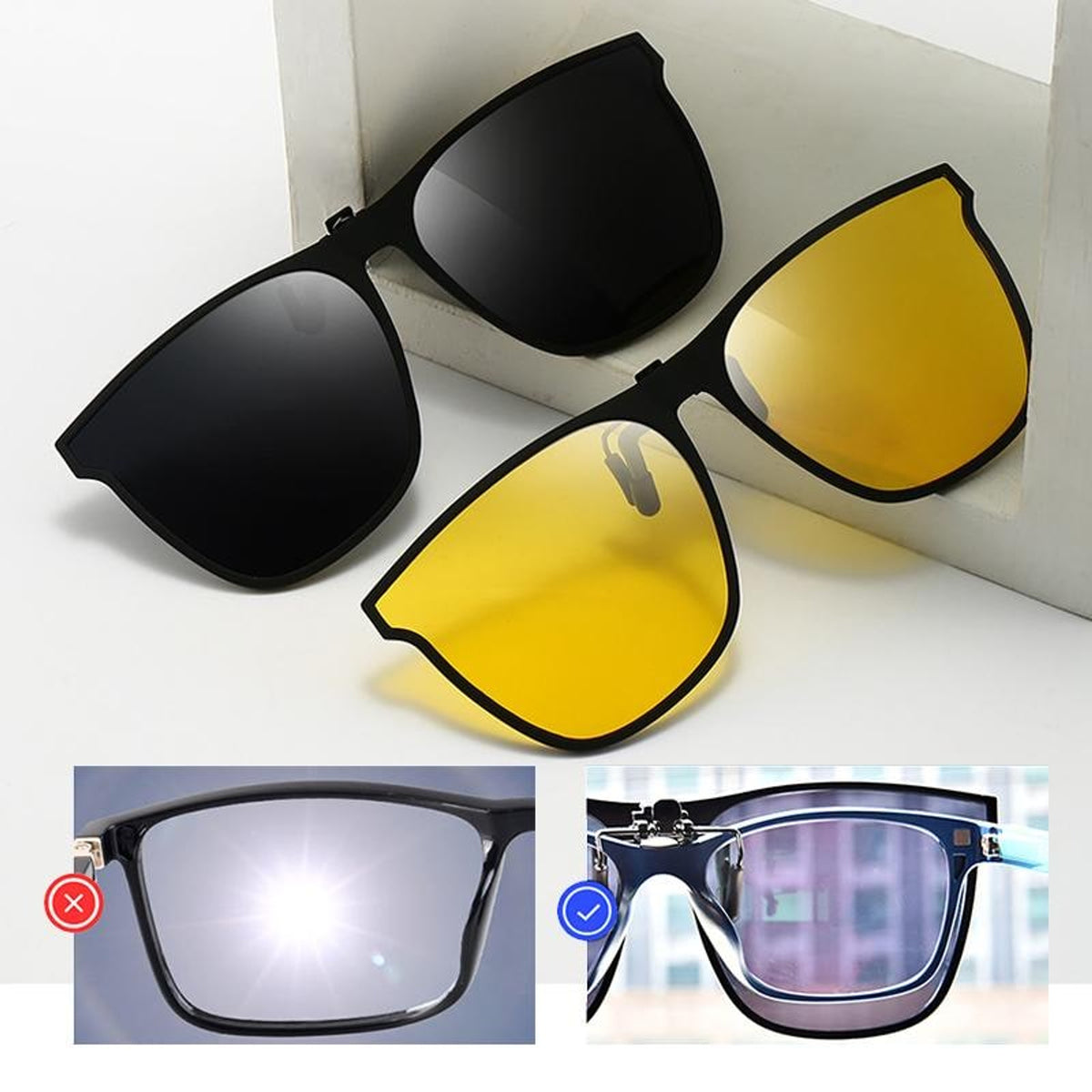 Clip On Sunglasses Flip Up Polarized Rectangular For Prescription Glasses - Image 8