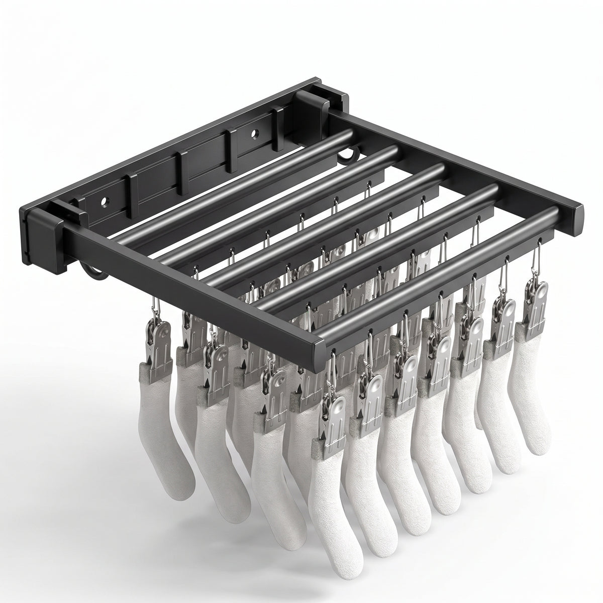 Clothes Drying Rack with Space-Saving Wall Mounted and Foldable - angle