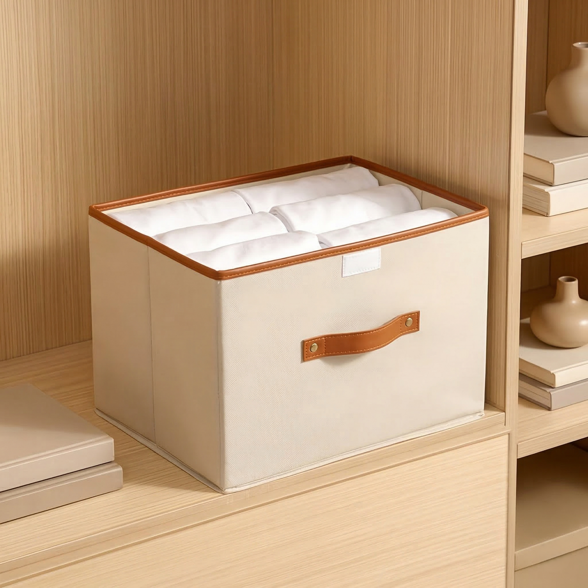 Collapsible Storage Bin Storage Box Fabric Organizer Box Hinged Lid - Image 2