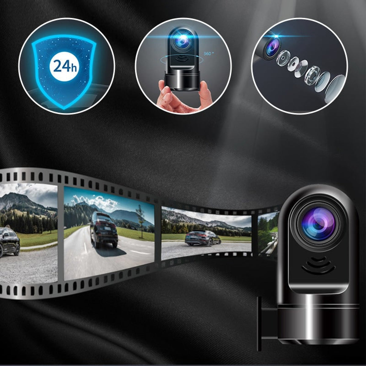Dash Cam Car Camera 360 Rotation Night Vision Intelligent Early Warning Parking Driving Safety - Image 10