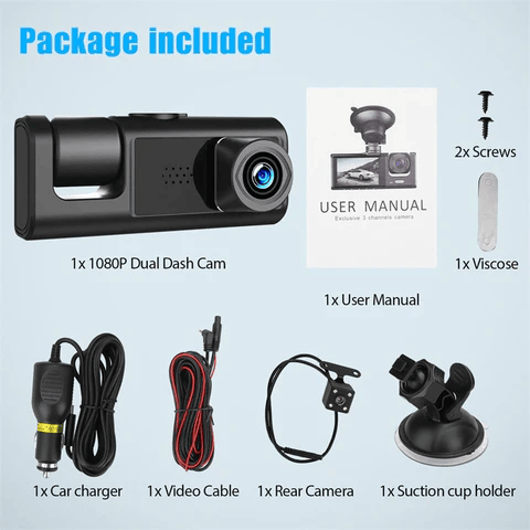 Dash Cam Dual Lens 1080p Car Dashboard With G-Sensor Loop Recording Suction Cup Mount - Image 16