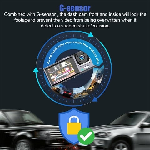 Dash Cam Dual Lens 1080p Car Dashboard With G-Sensor Loop Recording Suction Cup Mount - Image 3