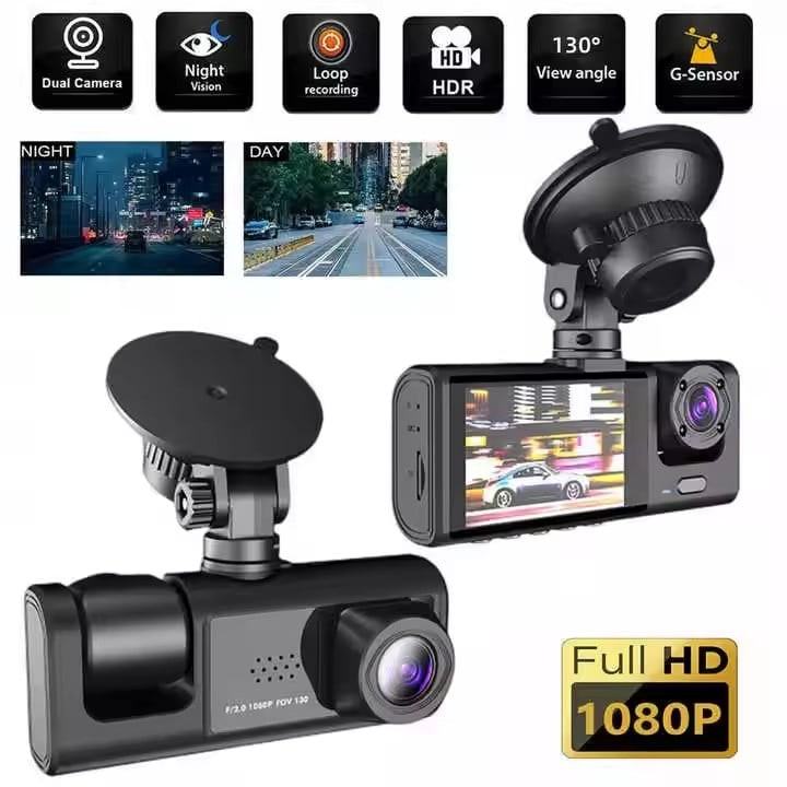 Dash Cam Dual Lens 1080p Car Dashboard With G-Sensor Loop Recording Suction Cup Mount - Image 6