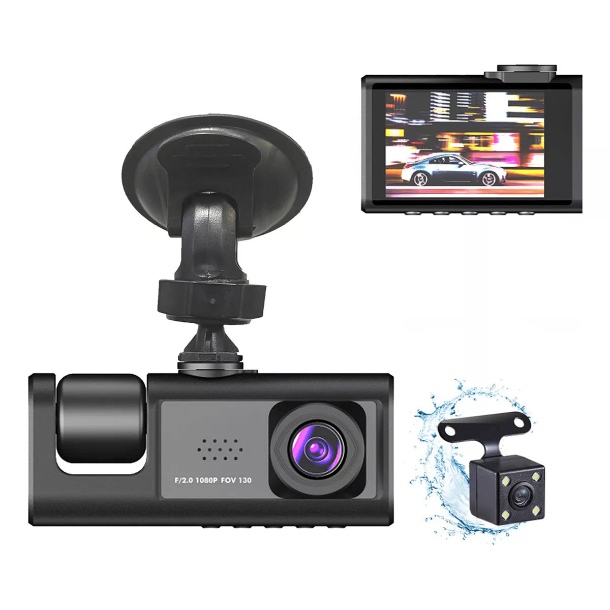 Dash Cam Dual Lens 1080p Car Dashboard With G-Sensor Loop Recording Suction Cup Mount - Image 12