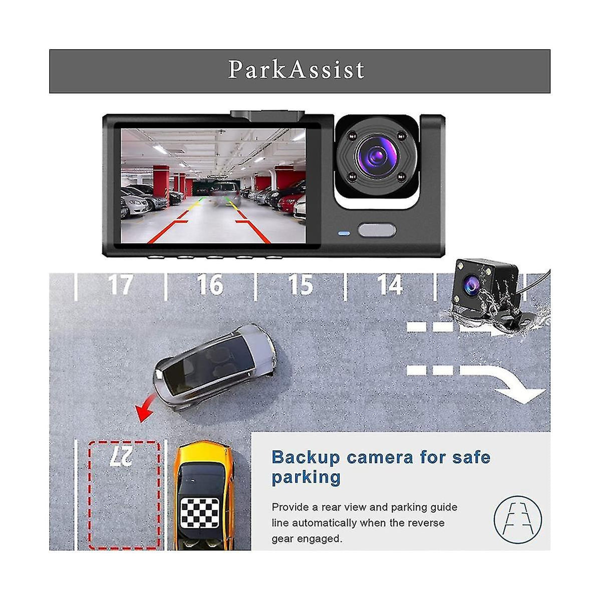 Dash Cam Dual Lens 1080p Car Dashboard With G-Sensor Loop Recording Suction Cup Mount - Image 13