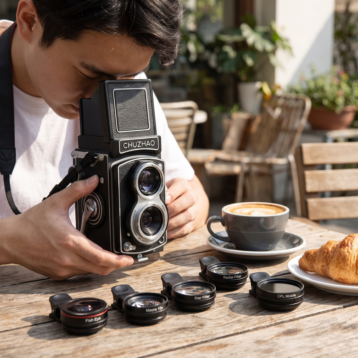 Digital Camera Retro Vintage Tlr Style Interchangeable Lenses Black Red - Image 1