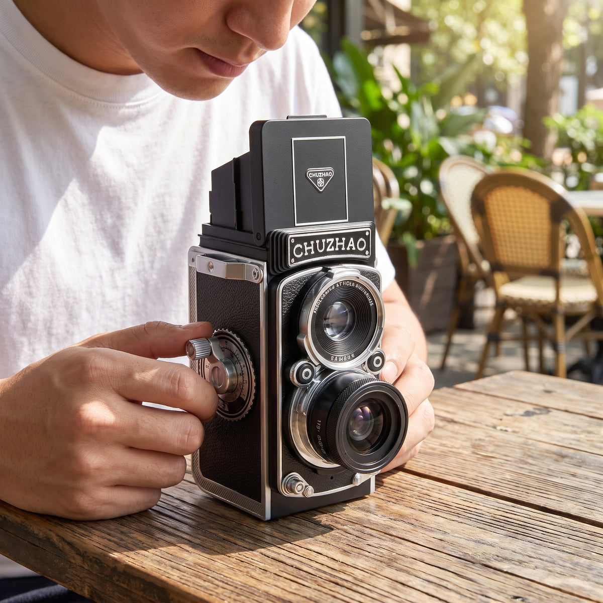 Digital Camera Retro Vintage Tlr Style Interchangeable Lenses Black Red - Image 1