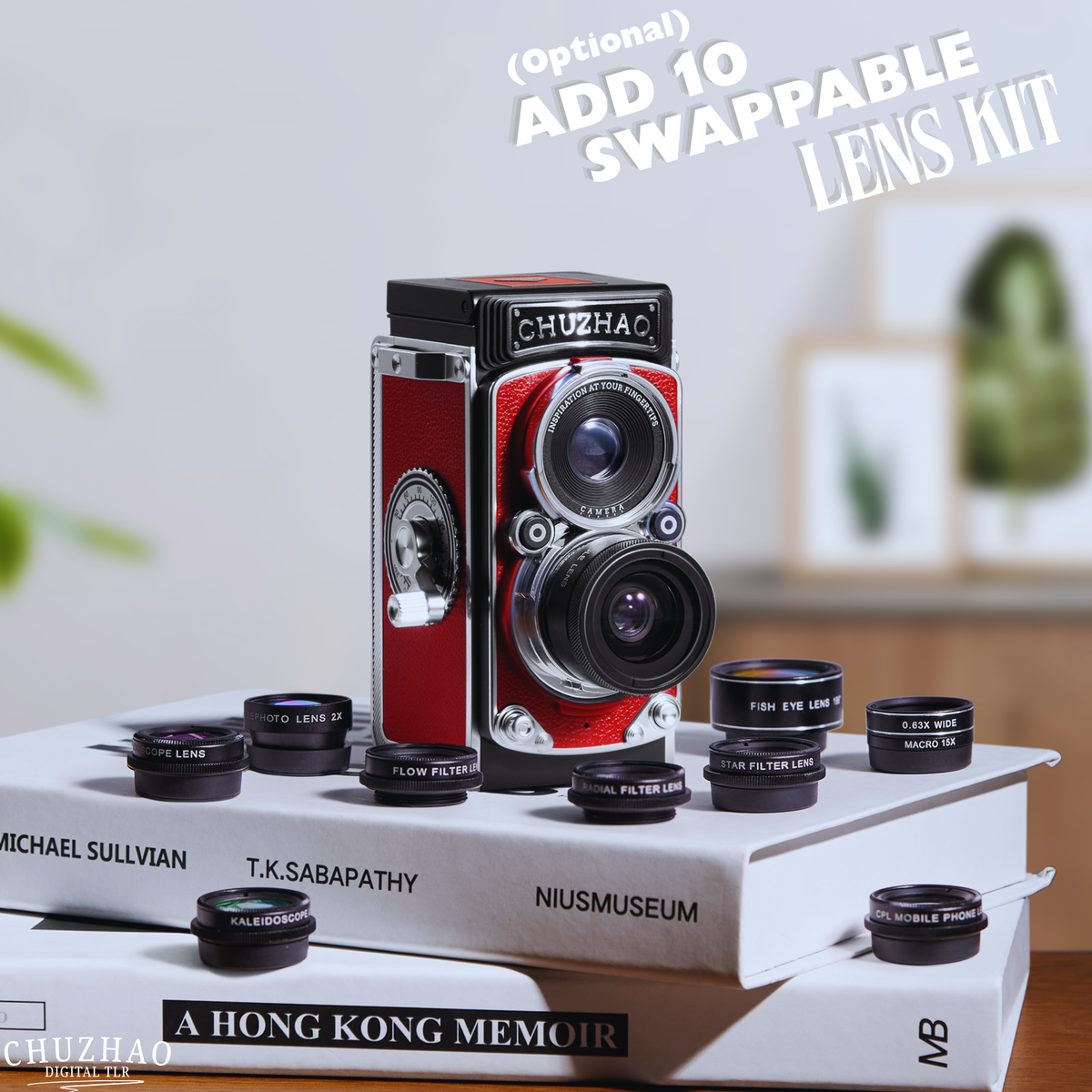 Digital Camera Retro Vintage Tlr Style Interchangeable Lenses Black Red - Image 6