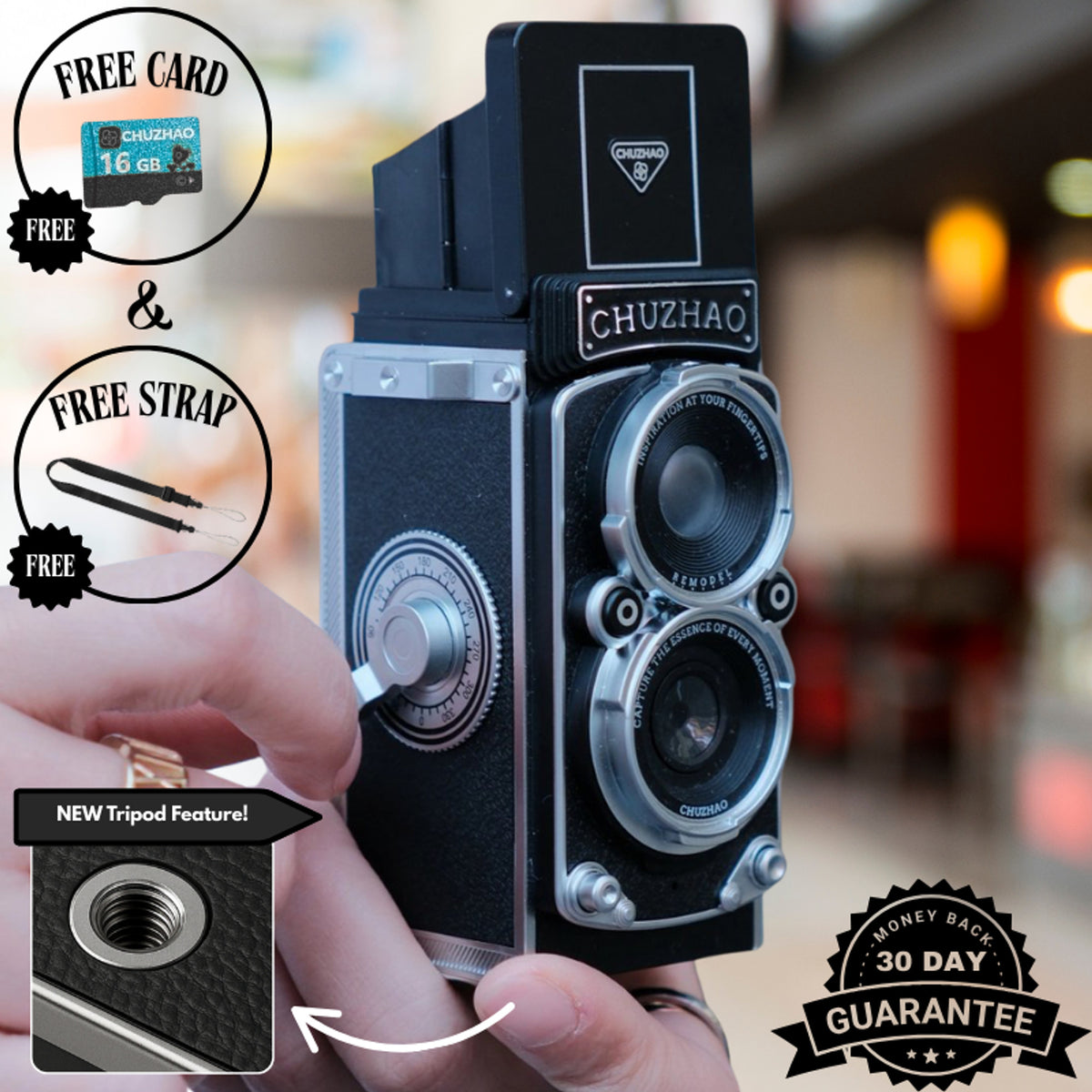 Digital Camera Retro Vintage Tlr Style Interchangeable Lenses Black Red - Image 7