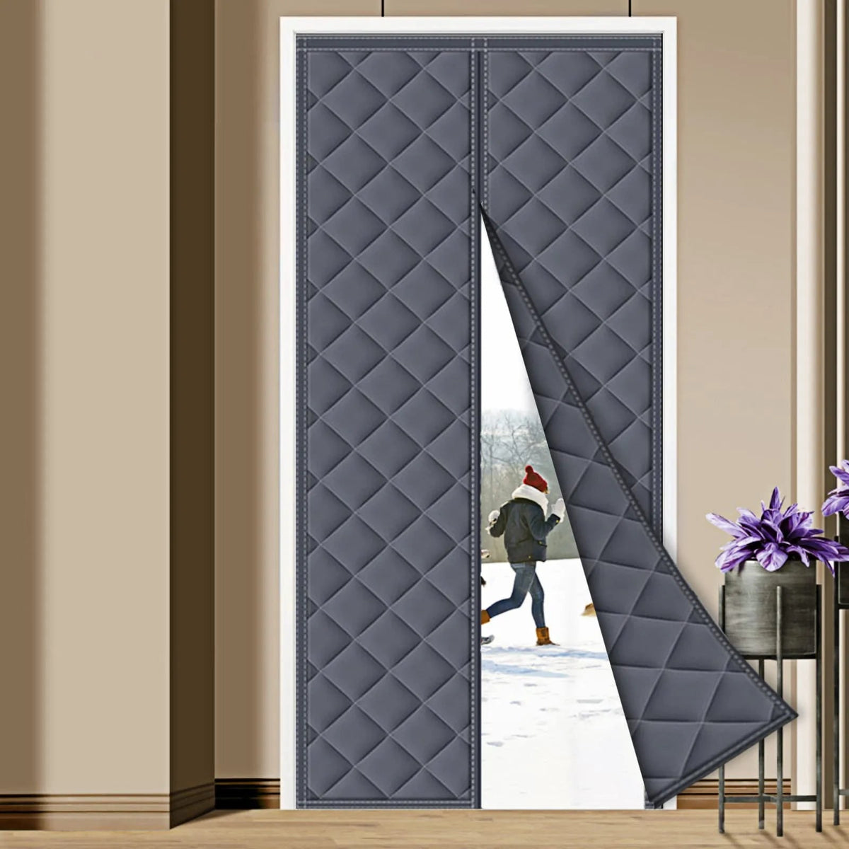 Door Insulation Curtain With Magnetic Thermal Winter Block Design For Cozy Home Environment - Image 1