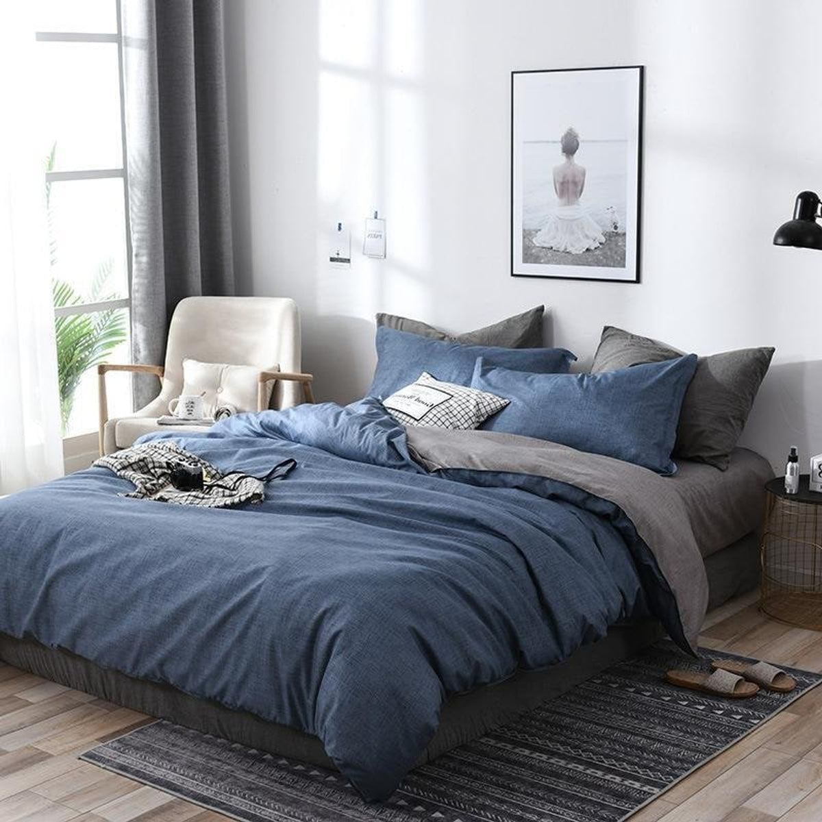 Duvet Cover Set Reversible Gradient Star Pattern Microfiber - Image 6