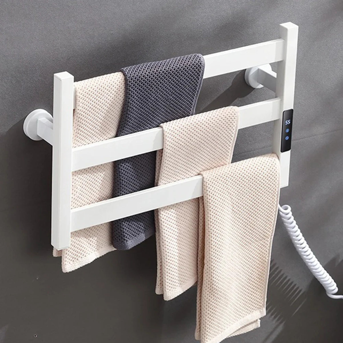 Electric Heated Towel Rack With 3 Bars Compact Warmer Featuring Multi-Level Temperature Control And Digital Display For Precise Heating - Image 9
