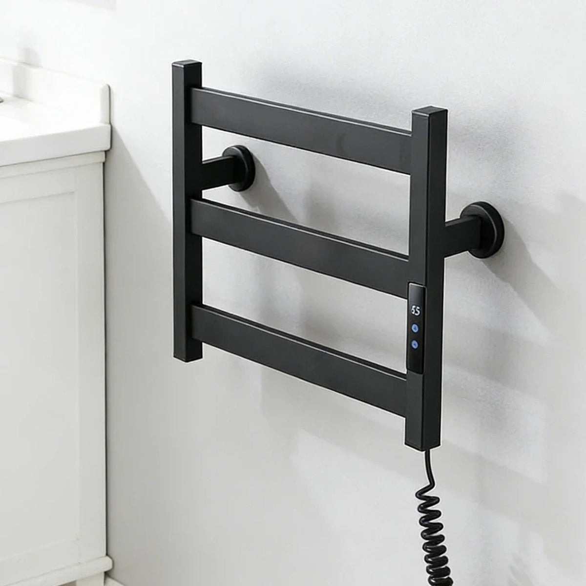 Electric Heated Towel Rack With 3 Bars Compact Warmer Featuring Multi-Level Temperature Control And Digital Display For Precise Heating - Image 4