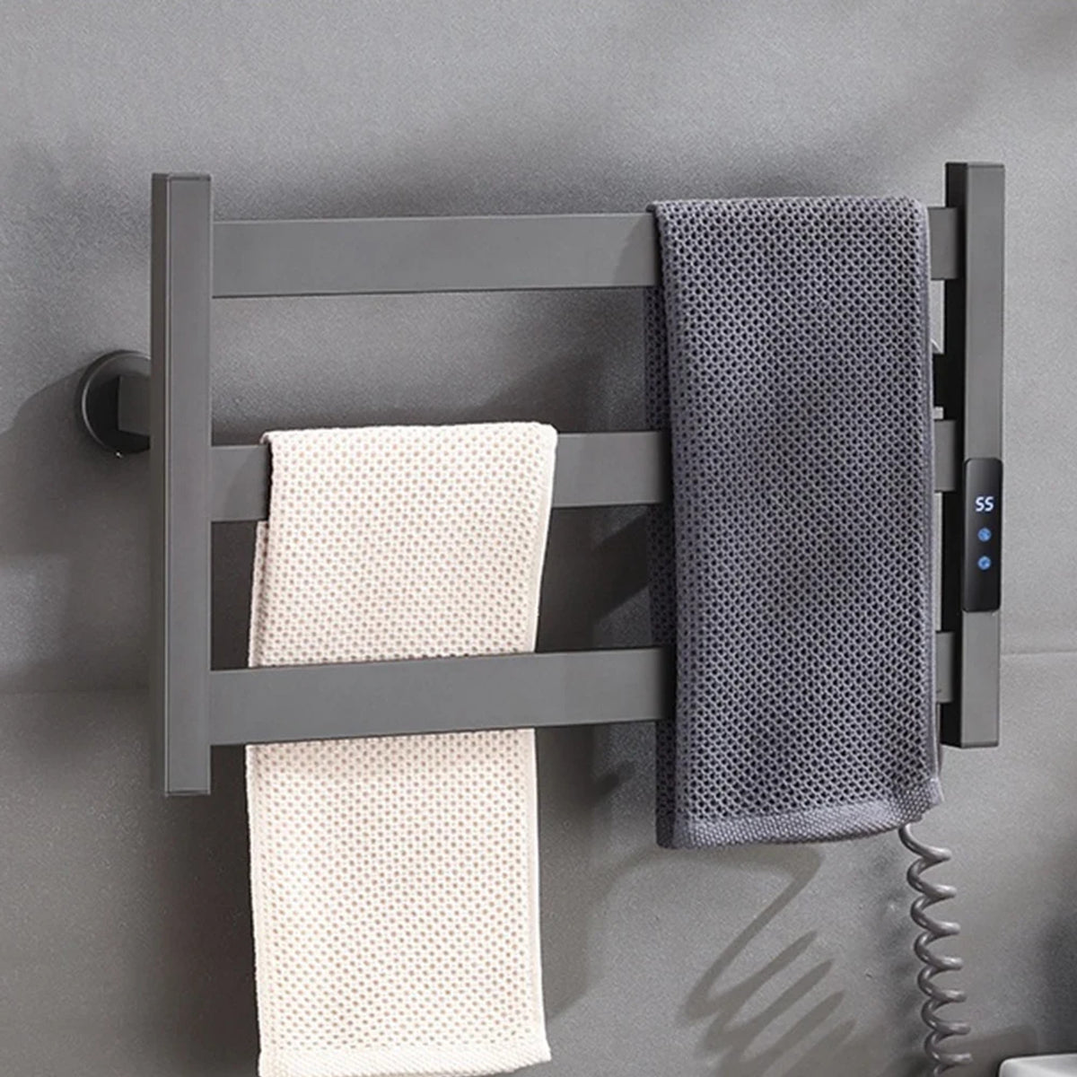 Electric Heated Towel Rack With 3 Bars Compact Warmer Featuring Multi-Level Temperature Control And Digital Display For Precise Heating - Image 7