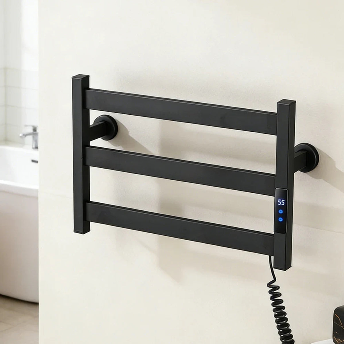 Electric Heated Towel Rack With 3 Bars Compact Warmer Featuring Multi-Level Temperature Control And Digital Display For Precise Heating - Image 8