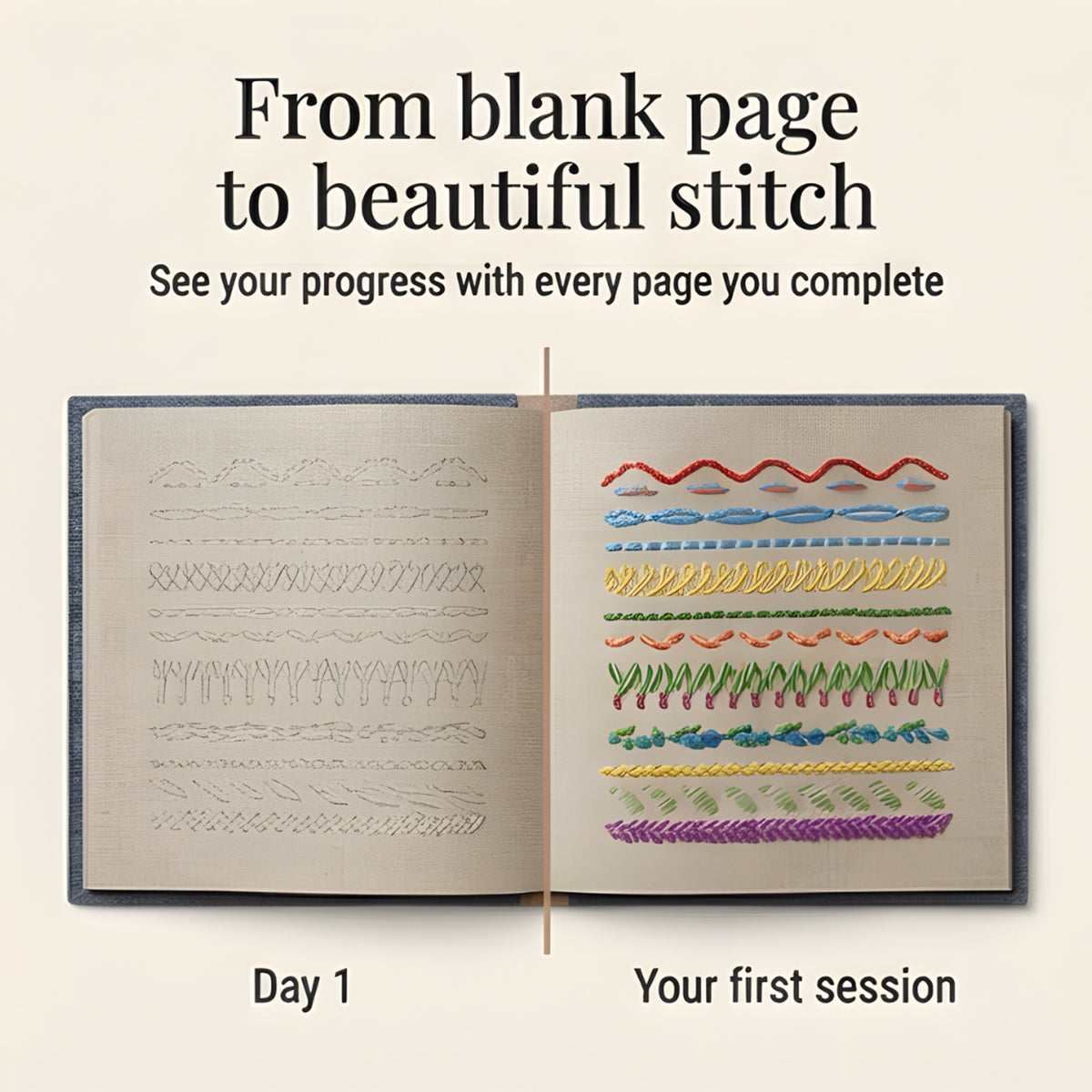 Embroidery Book Set With 106 Stitches And Removable Linen Practice Pages - Image 6