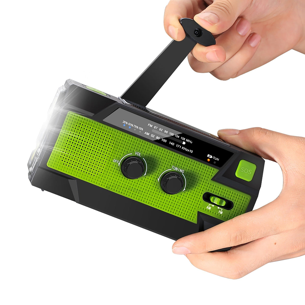 Emergency Radio Beacon With Hand Crank Solar Panel Am Fm And LED Flashlight - Image 5