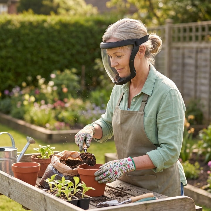 Face Shield With Replaceable Filters Transparent Full Face Visor For Dust And Splash Protection - Image 3