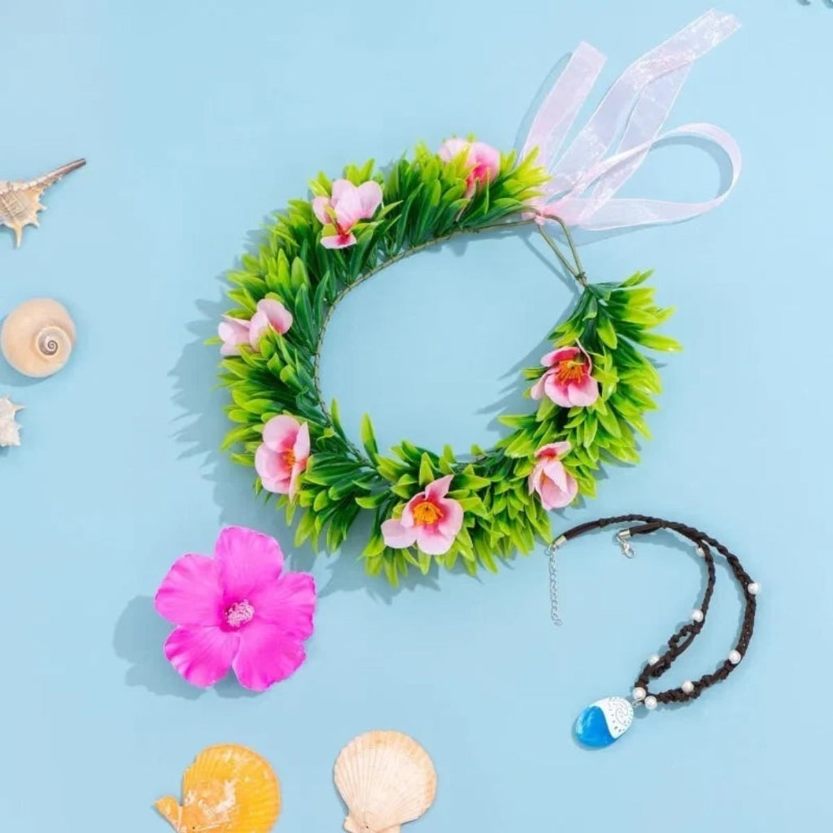 Flower Crown Necklace Set For Halloween Costume Accessories With Tropical Design And Adjustable Sizing For Comfortable Wear - Image 2
