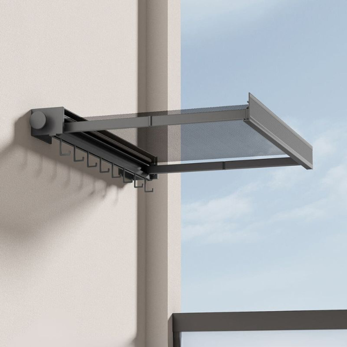 Foldable Drying Rack Wall Mounted With Foldable Mesh Tray And Hanging Hooks Space-Saving Design For Laundry Room Balcony Garden And Terrace - Image 6