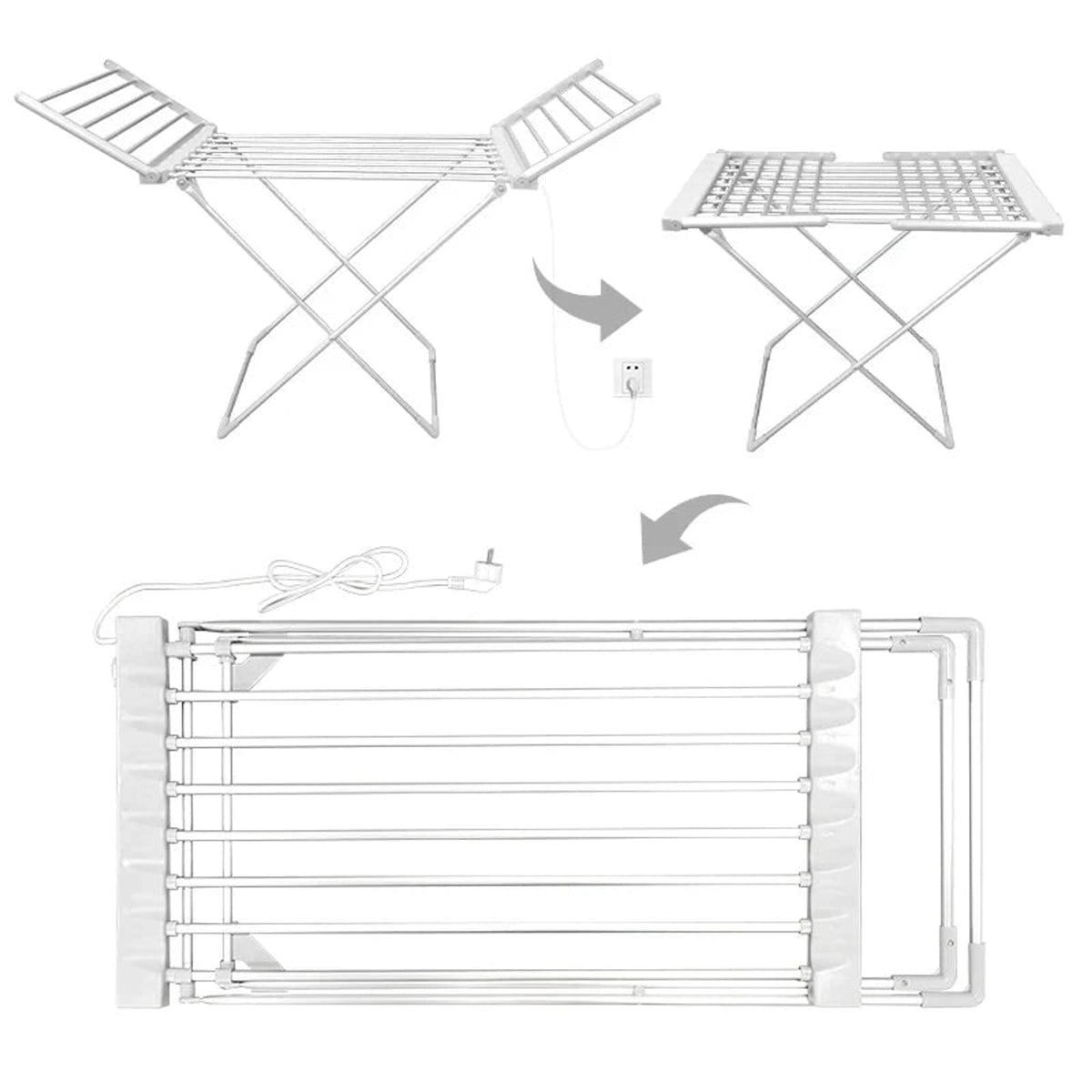 Foldable Electric Clothes Drying Rack With Heated Bars For Energy Efficient Indoor Airer And Powerful 120W Heating - Image 5