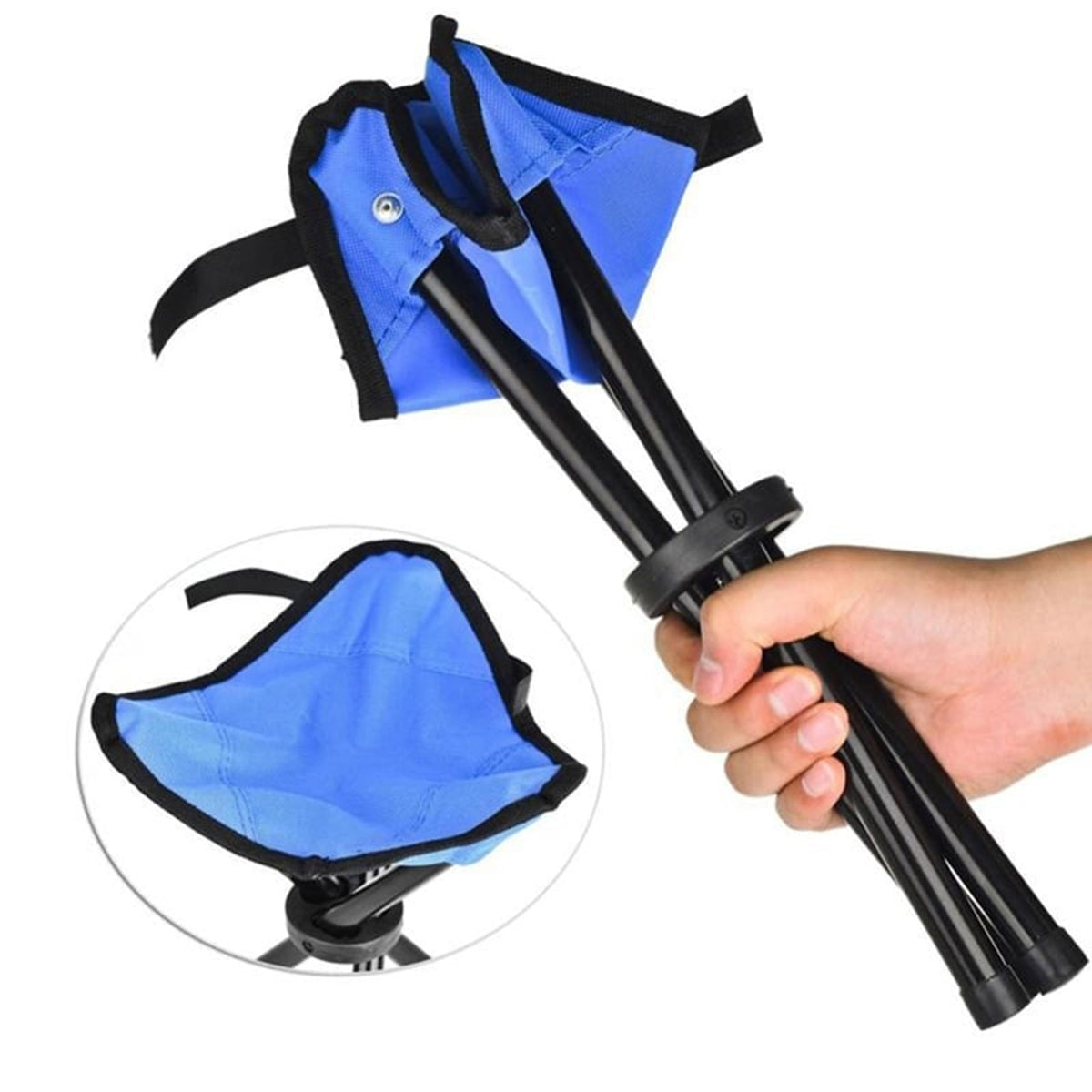 Folding Tripod Stool Collapsible Camping Portable Fabric Seat - Image 5